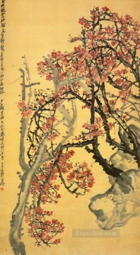 中国の伝統的な呉滄朔紅梅の花 Oil Paintings